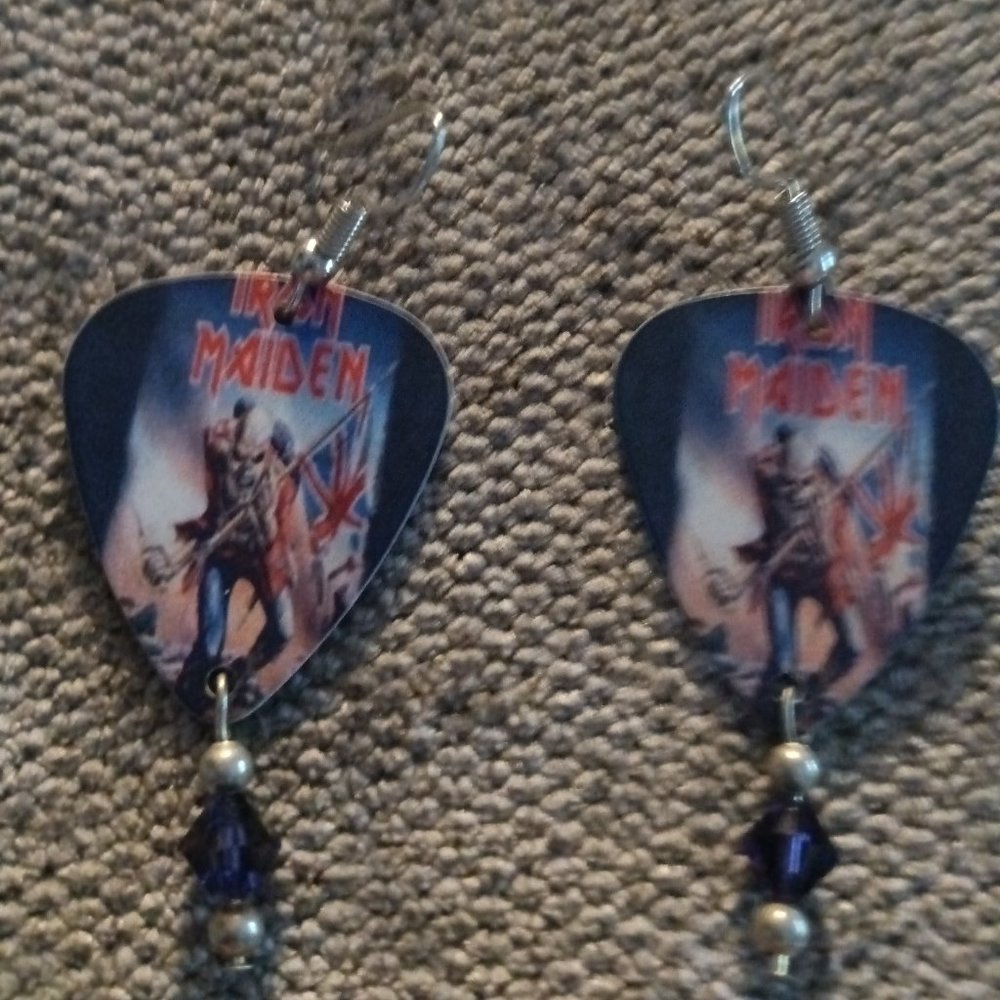 IRON MAIDEN GUITAR PICK EARRINGS